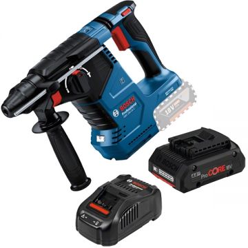 Bosch  GBH 18V-24 C + ProCORE + GAL 1880 CV - Rotopercutor SDS-Plus 2.4 J + Set acumulator si incarcator Li-Ion 18 V 4 Ah