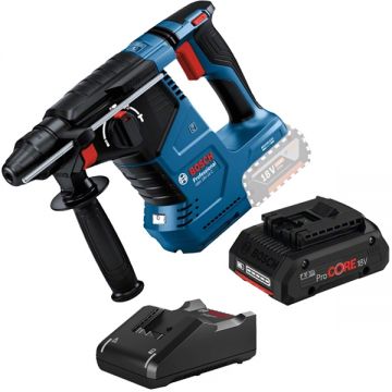 Bosch  GBH 18V-24 C + ProCORE + GAL 18V-40 - Rotopercutor SDS-Plus 2.4 J + Set 1 acumulator si incarcator Li-Ion 18 V 4 Ah