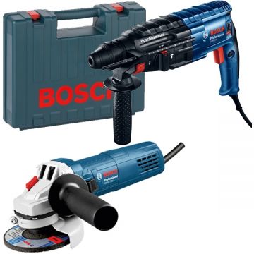 Bosch  GBH 240 + GWS 750 S + 2605438098 - Rotopercutor SDS-Plus 790 W 2.7 J + Polizor unghiular 750 W 115 mm + Valiza plastic 445x114x360 mm
