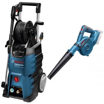 Bosch  GHP 5-75 X + GBL 18V-120 - Masina de spalat cu presiune 2600 W 185 bar 9.5 l/min +Suflanta de gradina fara acumulatori si incarcator Li-Ion 18 V - Ah 120 m3/h