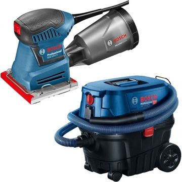 Bosch  GSS 140-1 A + GAS 12-25 PL - Slefuitor cu vibratii 180 W 113x101 mm + Aspirator umed-uscat 1250 W 200 mbar 25 l priza scule electrice