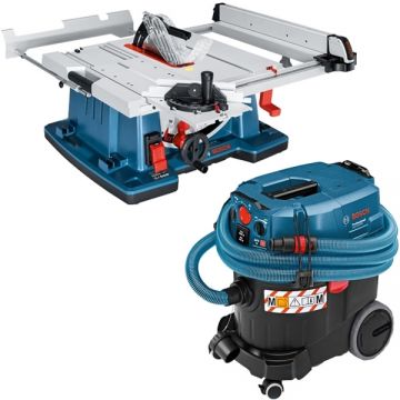 Bosch  GTS 10 XC + GAS 35 M AFC - Fierastrau circular de masa 2100 W 254x30 mm + Aspirator umed-uscat 1200 W 254 mbar 35 l priza scule electrice