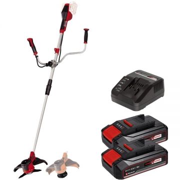 Einhell  AGILLO 36/255 BL PXC + Twinpack CB + 4514095 - Motocoasa 255  mm cutit cu 3 dinti + Set 2 acumulatori si incarcator Li-Ion 18 V 2.5 Ah