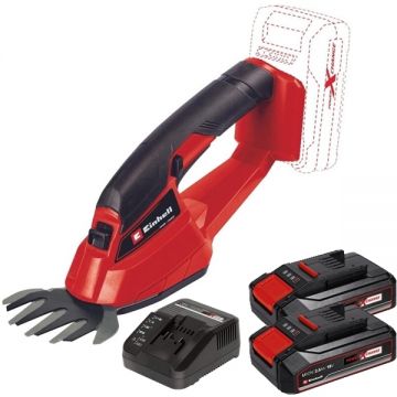 Einhell  GC-CG 18/1 Li PXC + Twinpack CB + 4514095 - Masina de tuns gard viu 100 cm + Set 2 acumulatori si incarcator Li-Ion 18 V 2.5 Ah