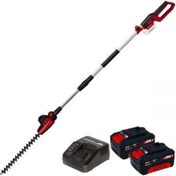 Einhell  GC-HH 18/45 Li T PXC + Twinpack + 4514095 - Masina de tuns gard viu 41 cm + Set 2 acumulatori si incarcator Li-Ion 18 V 4 Ah