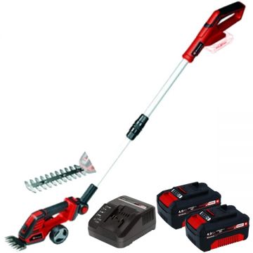 Einhell  GE-CG 18/100 Li T PXC + Twinpack  + 4514095 - Masina de tuns gard viu 20 cm + Set 2 acumulatori si incarcator Li-Ion 18 V 4 Ah