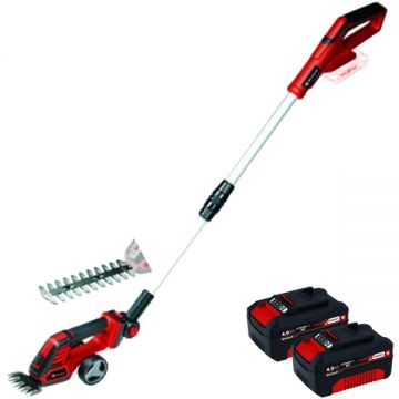 Einhell  GE-CG 18/100 Li T PXC + Twinpack - Masina de tuns gard viu 20 cm + Set 2 acumulatori Li-Ion 18 V 4 Ah