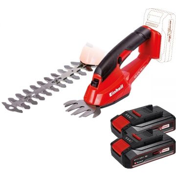 Einhell  GE-CG 18 Li PXC + Twinpack CB - Masina de tuns gard viu 20 cm accesorii + Set 2 acumulatori Li-Ion 18 V 2.5 Ah