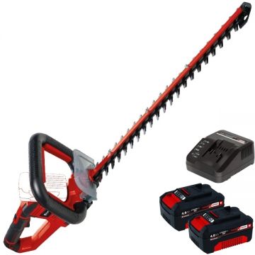 Einhell  GE-CH 18/60 Li PXC + Twinpack + 4514095 - Masina de tuns gard viu 67 cm + Set 2 acumulatori si incarcator Li-Ion 18 V 4 Ah