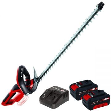 Einhell  GE-CH 1855/1 Li PXC + Twinpack + 4514095 - Masina de tuns gard viu 62 cm + Set 2 acumulatori si incarcator Li-Ion 18 V 4 Ah