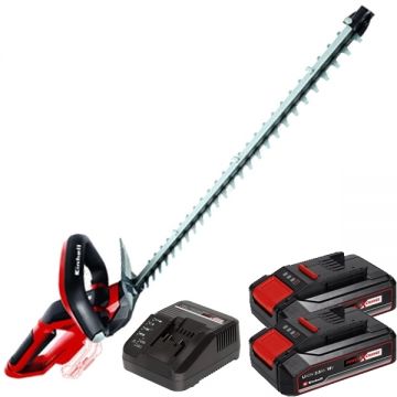 Einhell  GE-CH 1855/1 Li PXC + Twinpack CB + 4514095 - Masina de tuns gard viu 62 cm + Set 2 acumulatori si incarcator Li-Ion 18 V 2.5 Ah
