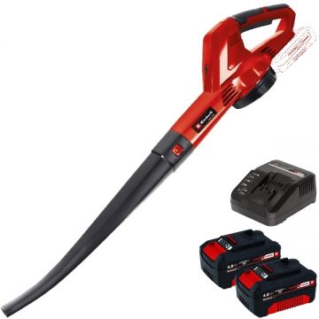 Einhell  GE-CL 18 Li E PXC + Twinpack + 4514095 - Suflanta de gradina 105 m3/h + Set 2 acumulatori si incarcator Li-Ion 18 V 4 Ah