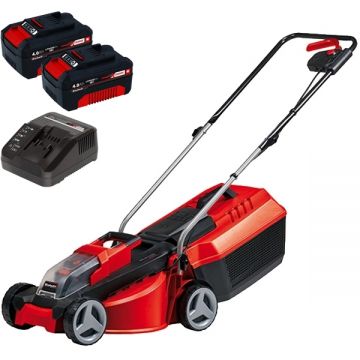 Einhell  GE-CM 18/30 Li PXC + Twinpack + 4514095 - Masina de tuns iarba 30 cm 25 l + Set 2 acumulatori si incarcator Li-Ion 18 V 4 Ah