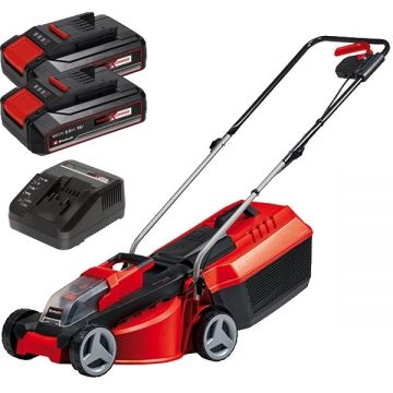 Einhell  GE-CM 18/30 Li PXC + Twinpack CB + 4514095 - Masina de tuns iarba 30 cm 25 l + Set 2 acumulatori si incarcator Li-Ion 18 V 2.5 Ah