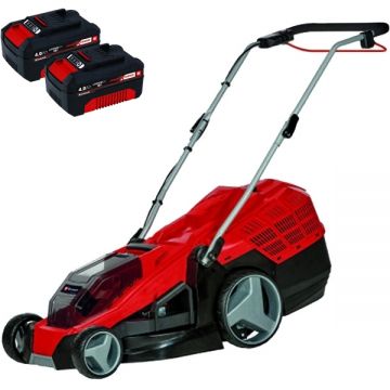 Einhell  GE-CM 36/43 Li M PXC + Twinpack - Masina de tuns iarba 43 cm 63 l + Set 2 acumulatori Li-Ion 18 V 4 Ah