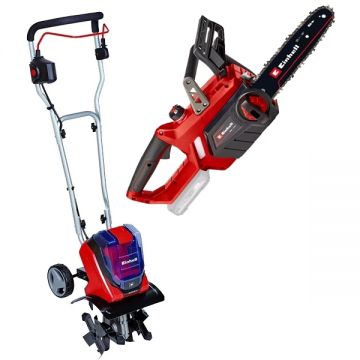 Einhell  GE-CR 30 Li + GE-LC 18/25 Li PXC - Sapatoare fara acumulatori si incarcator Li-Ion 18 V - Ah 300 mm +  Drujba 25 cm 4.5 m/s
