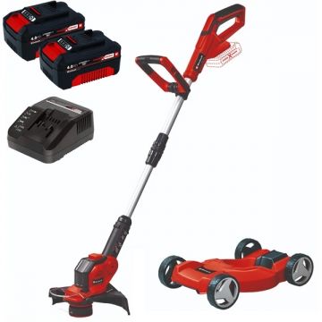 Einhell  GE-CT 18/28 Li TC PXC + Twinpack + 4514095 - Trimmer gazon 280 mm cap cu fir + Set 2 acumulatori si incarcator Li-Ion 18 V 4 Ah