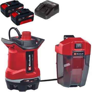 Einhell  GE-DP 18/25 Li PXC + Twinpack + 4514095 - Pompa de apa murdara 5 m 7500 l/h carcasa plastic + Set 2 acumulatori si incarcator Li-Ion 18 V 4 Ah