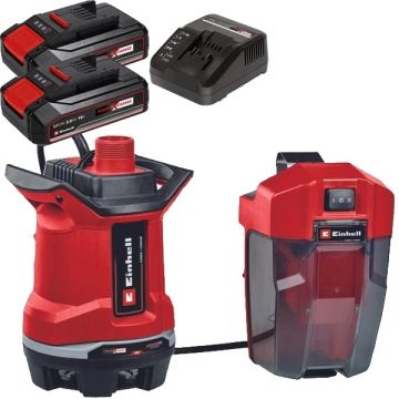 Einhell  GE-DP 18/25 Li PXC + Twinpack CB + 4514095 - Pompa de apa murdara 5 m 7500 l/h carcasa plastic + Set 2 acumulatori si incarcator Li-Ion 18 V 2.5 Ah