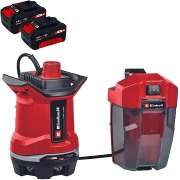 Einhell  GE-DP 18/25 Li PXC + Twinpack - Pompa de apa murdara 5 m 7500 l/h carcasa plastic + Set 2 acumulatori Li-Ion 18 V 4 Ah