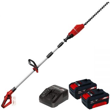 Einhell  GE-HH 18/45 Li T PXC + Twinpack + 4514095 - Masina de tuns gard viu 45 cm + Set 2 acumulatori si incarcator Li-Ion 18 V 4 Ah
