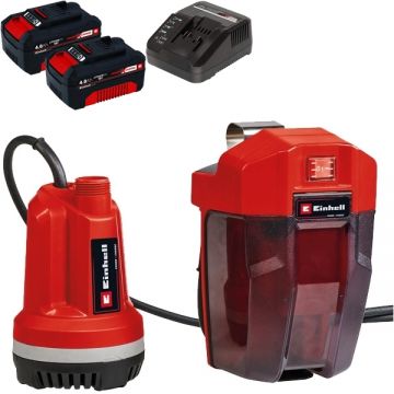 Einhell  GE-PP 18 RB Li PXC + Twinpack + 4514095 - Pompa submersibila 4 m + Set 2 acumulatori si incarcator Li-Ion 18 V 4 Ah