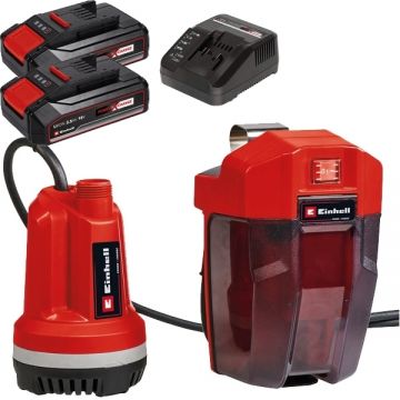 Einhell  GE-PP 18 RB Li PXC + Twinpack CB + 4514095 - Pompa submersibila 4 m + Set 2 acumulatori si incarcator Li-Ion 18 V 2.5 Ah