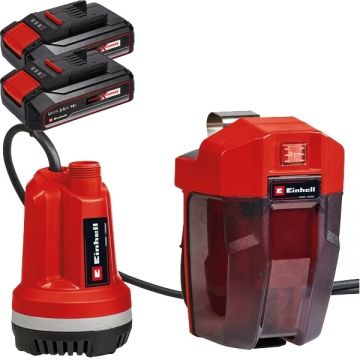 Einhell  GE-PP 18 RB Li PXC + Twinpack CB - Pompa submersibila 4 m + Set 2 acumulatori Li-Ion 18 V 2.5 Ah
