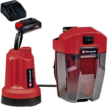 Einhell  GE-SP 18 LL Li PXC + Starter Kit - Pompa pentru apa curata 0.8 bar 4 m + Set 1 acumulator si incarcator Li-Ion 18 V 2.5 Ah
