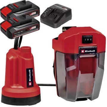 Einhell  GE-SP 18 LL Li PXC + Twinpack CB + 4514095 - Pompa pentru apa curata 0.8 bar 4 m + Set 2 acumulatori si incarcator Li-Ion 18 V 2.5 Ah
