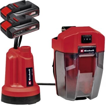 Einhell  GE-SP 18 LL Li PXC + Twinpack CB - Pompa pentru apa curata 0.8 bar 4 m + Set 2 acumulatori Li-Ion 18 V 2.5 Ah