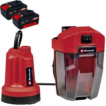 Einhell  GE-SP 18 LL Li PXC + Twinpack - Pompa pentru apa curata 0.8 bar 4 m + Set 2 acumulatori Li-Ion 18 V 4 Ah