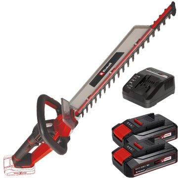 Einhell  GP-CH 18/61 Li BL PXC + Twinpack CB + 4514095 - Masina de tuns gard viu 67 cm + Set 2 acumulatori si incarcator Li-Ion 18 V 2.5 Ah