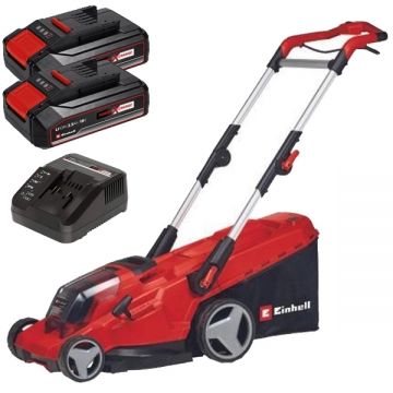 Einhell  GP-CM 36/41 Li PXC + Twinpack CB + 4514095 - Masina de tuns iarba 41 cm 50 l + Set 2 acumulatori si incarcator Li-Ion 18 V 2.5 Ah