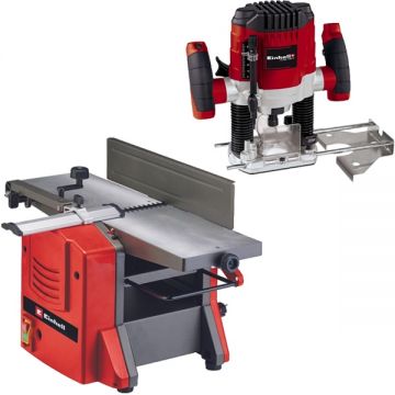 Einhell  TC-SP 204/2 + TC-RO 1155 E - Masina de rindeluit si degrosat 1500 W 204 mm cutite reascutibile monofazata + Masina de frezat 1100 W 6 8 mm