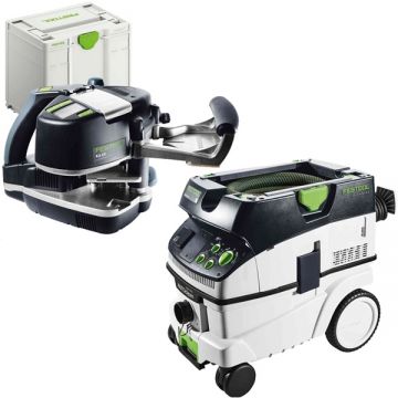 Festool  CONTURO KA 65-Set + CLEANTEC CTM 26 E AC - Masina de aplicat canturi 1200  W valiza speciala accesorii + Aspirator umed-uscat 1200 W 240 mbar 26 l priza scule electrice