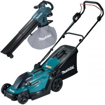 Makita  DUB187T001 + DLM330Z - Suflanta de gradina cu 1 acumulator Li-Ion 18 V 5 Ah 252 m3/h motor fara perii + Masina de tuns iarba 33 cm 30 l