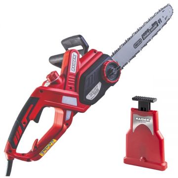 Raider  RD-ECS18 + 075121 - Drujba electrica 2200 W 40 cm 12.5 m/s schimbare lama si lant fara chei + Dispozitiv pentru ascutit lanturi drujba