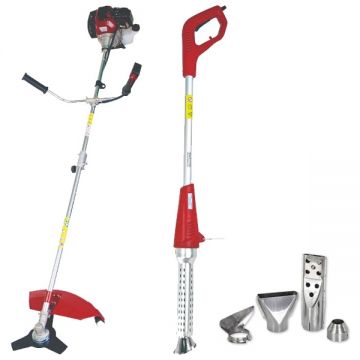 Raider  RD-GBC10 + RD-HG20 - Motocoasa pe benzina 2 CP 255 mm 42.7 cm3 cutit metalic cu 3 dinti + Arzator electric de buruieni 2000 W 1.17 m