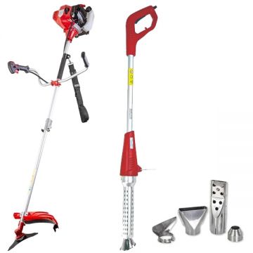 Raider  RD-GBC24 + RD-HG20 - Motocoasa pe benzina 2.99 CP 255 mm 42.7 cm3 cap cu fir lama + Arzator electric de buruieni 2000 W 1.17 m