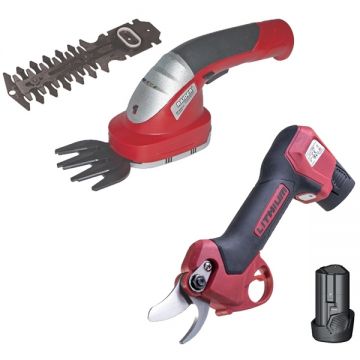 Raider  RD-PSH01 + RD-GSSL01 - Foarfeca de gradina cu 2 acumulatori Li-Ion 12 V 2 Ah 25 mm + Foarfeca de iarba si arbusti cu 1 acumulator Li-Ion 3.6 V 1.5 Ah 12 cm