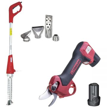 Raider  RD-PSH01 + RD-HG20 - Foarfeca de gradina cu 2 acumulatori Li-Ion 12 V 2 Ah 25 mm + Arzator electric de buruieni 2000 W 1.17 m