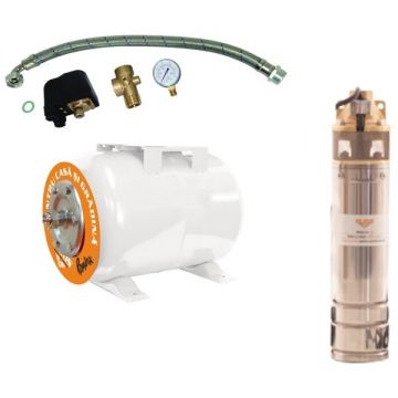 Ruris  Aqua 101 + Dunarea 24 - Pompa submersibila de mare adancime 750 W 60 m 40 l/min 4 inch + Hidrofor