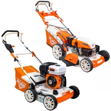 Ruris  RXH999 + RX500S - Scarificator cu motor pe benzina 4 timpi 5.3 CP 40 cm + Masina de tuns iarba pe benzina General Engine 5.7 CP 53 cm 2500 m2 autopropulsie sistem maruntire iarba