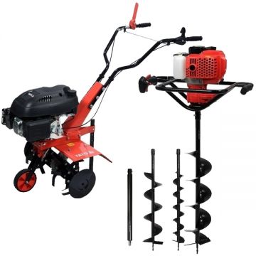 Yato  YT-84860 + YT-84660 - Motosapa Yato TB1P70FA 3.6 CP 600 mm + Foreza de pamant cu motor pe benzina 1.8 CP 51.2 cm3 0.85 l