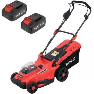 Yato  YT-85222 - Masina de tuns iarba cu 2 acumulatori Li-Ion 18 V 4 Ah 37 cm 35 l