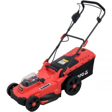 Yato  YT-85224 - Masina de tuns iarba cu 2 acumulatori Li-Ion 18 V 4 Ah 43 cm 50 l
