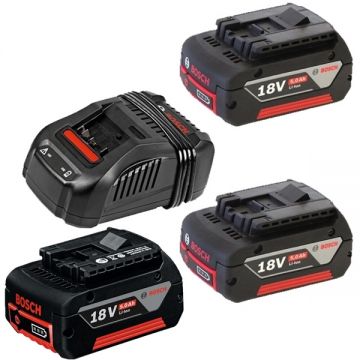 Bosch  1600A00B8J + GBA - Set 2 acumulatori si incarcator Li-Ion 18 V 5 Ah + Acumulator Li-Ion 18 V 5 Ah