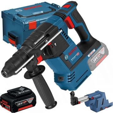 Bosch  GBH 18V-26F + GDE + GBA - Rotopercutor SDS-Plus 2.6 J valiza speciala accesorii + Acumulator Li-Ion 18 V 5 Ah