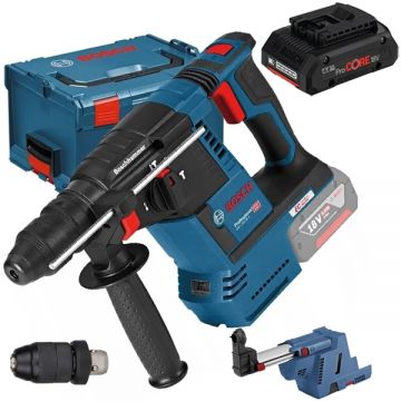 Bosch  GBH 18V-26F + GDE + ProCORE - Rotopercutor SDS-Plus 2.6 J mandrina interschimbabila valiza speciala accesorii + Acumulator Li-Ion 18 V 4 Ah